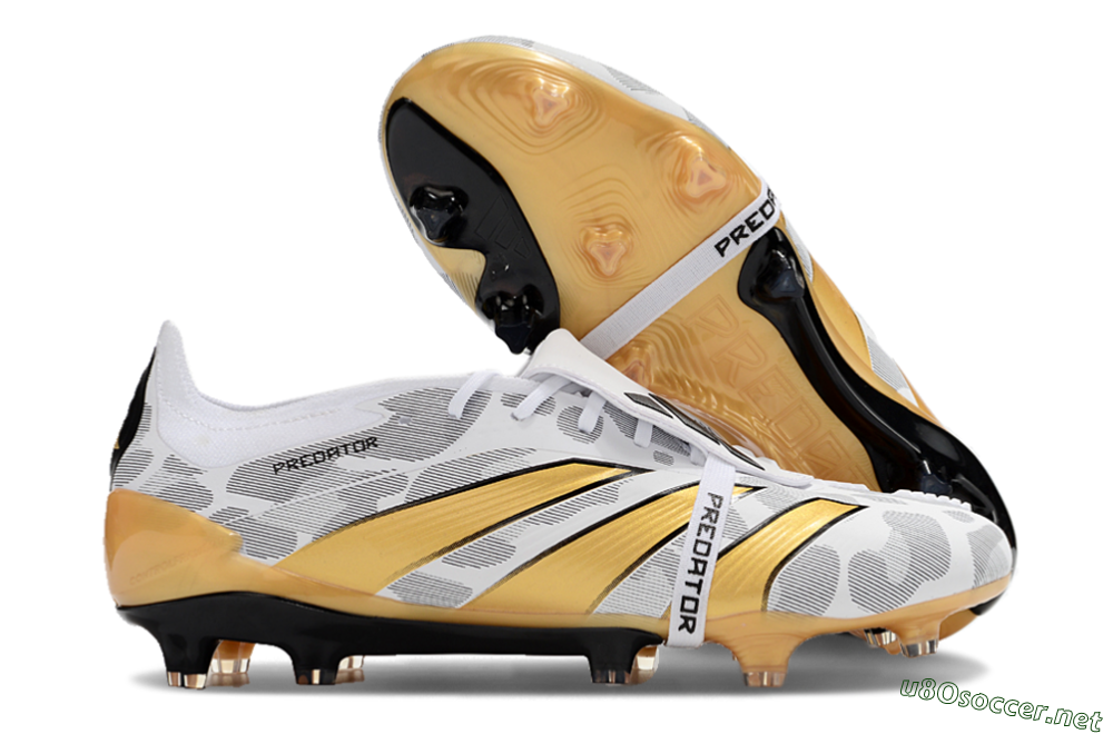 Men's Adidas Predator Elite Foldover Tongue FG Football Boots - White/Black/Gold 2