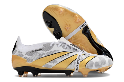 Men's Adidas Predator Elite Foldover Tongue FG Football Boots - White/Black/Gold