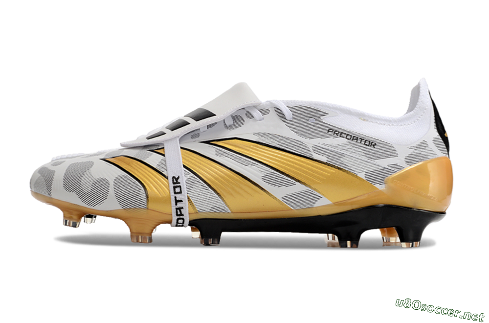 Men's Adidas Predator Elite Foldover Tongue FG Football Boots - White/Black/Gold 0