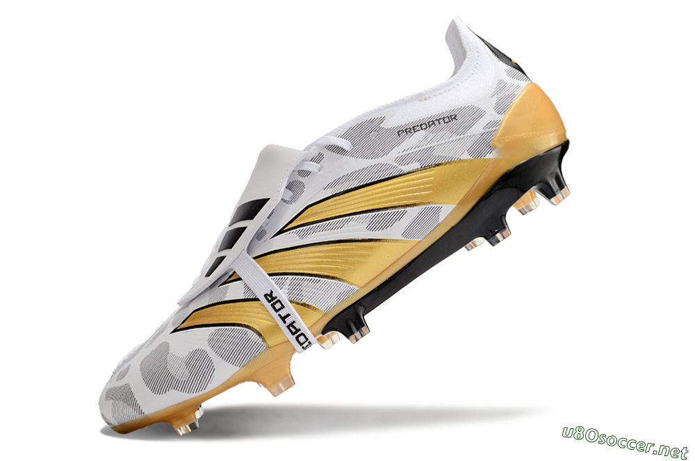 Men's Adidas Predator Elite Foldover Tongue FG Football Boots - White/Black/Gold 5