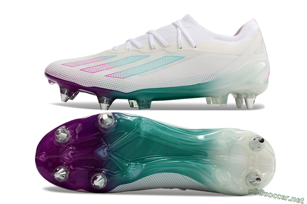 Men's Adidas X Crazyfast.1 SG Football Boots - White/Purple/Jade 1