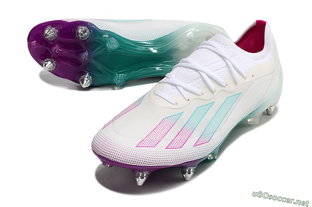 Men's Adidas X Crazyfast.1 SG Football Boots - White/Purple/Jade 3