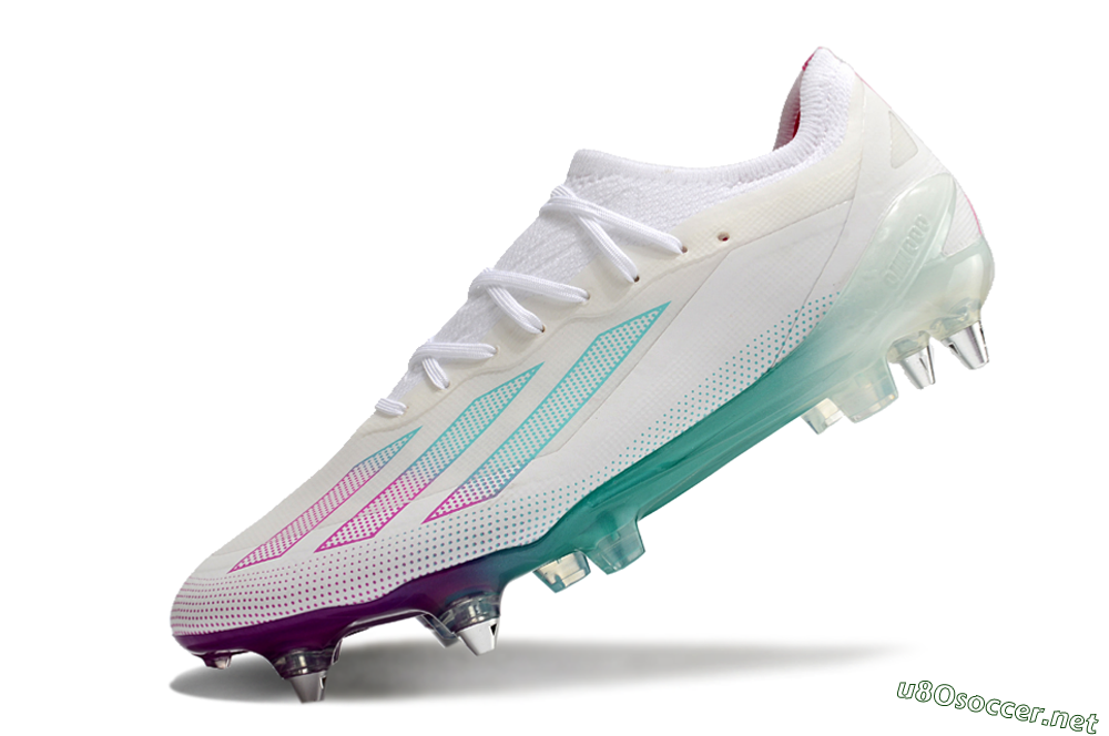 Men's Adidas X Crazyfast.1 SG Football Boots - White/Purple/Jade 5