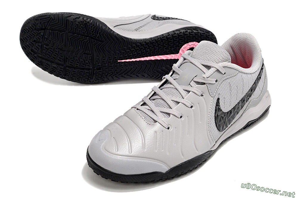Men's Nike Tiempo Legend 10 Academy IC Football Shoes - Grey/Black/Pink 3
