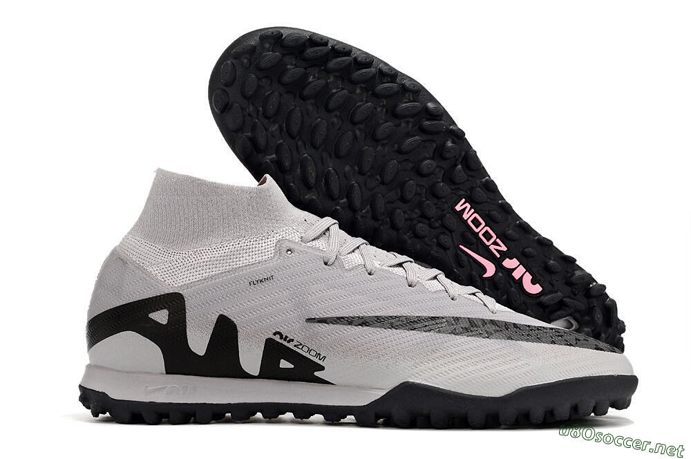 Men's Nike Air Zoom Mercurial Superfly 9 Elite TF Football Shoes - Grey/Black/Pink 2