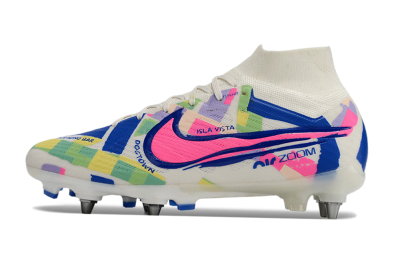 Men's Nike Air Zoom Mercurial Superfly 9 Elite SG Football Boots - White/Pink/Blue/Yellow