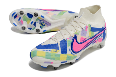 Men's Nike Air Zoom Mercurial Superfly 9 Elite SG Football Boots - White/Pink/Blue/Yellow