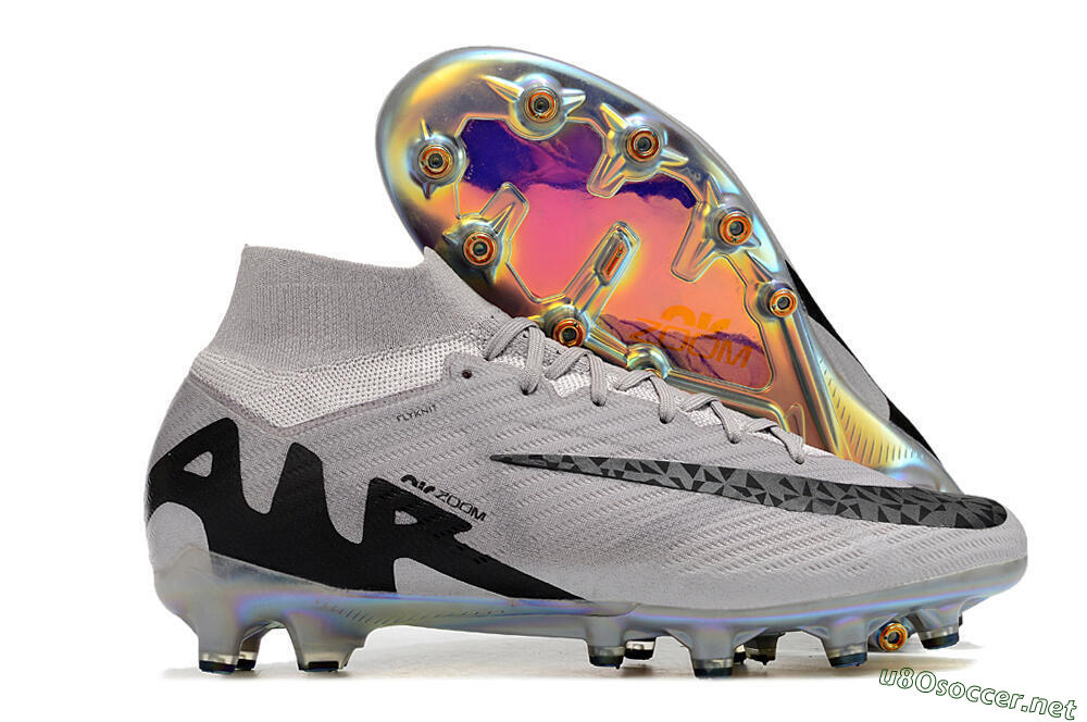 Men's Nike Air Zoom Mercurial Superfly 9 Elite AG Football Boots - Grey/Black/Gold 2