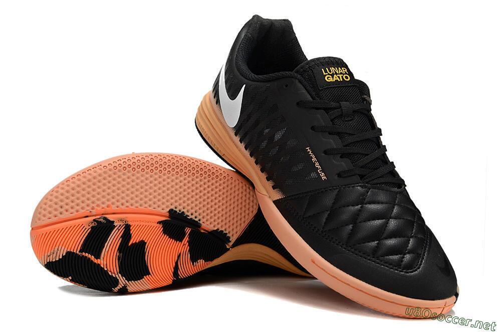 Unisex Nike Lunar Gato 2 IC Football Shoes - Black/White/Yellow 3