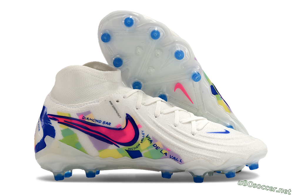 Men's Nike Phantom Luna Elite AG Football Boots - White/Blue/Pink/Yellow 2