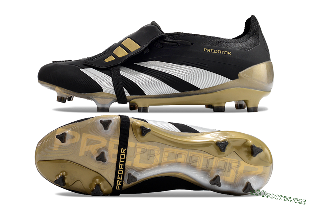 Men's Adidas Predator Elite Foldover Tongue FG Football Boots - Black/White/Gold 1