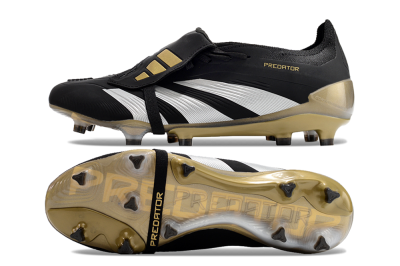 Men's Adidas Predator Elite Foldover Tongue FG Football Boots - Black/White/Gold