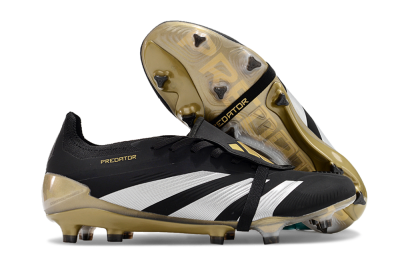 Men's Adidas Predator Elite Foldover Tongue FG Football Boots - Black/White/Gold