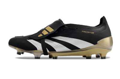 Men's Adidas Predator Elite Foldover Tongue FG Football Boots - Black/White/Gold