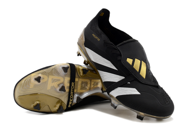 Men's Adidas Predator Elite Foldover Tongue FG Football Boots - Black/White/Gold