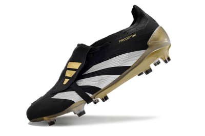 Men's Adidas Predator Elite Foldover Tongue FG Football Boots - Black/White/Gold