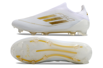 Men's Adidas F50+ Adizero FG Football Boots - White/Gold