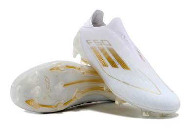 Men's Adidas F50+ Adizero FG Football Boots - White/Gold