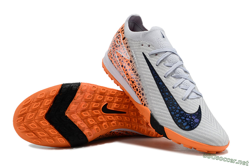 Men's Nike Air Zoom Mercurial Vapor 15 Elite TF Football Shoes - Grey/Orange/Black 3
