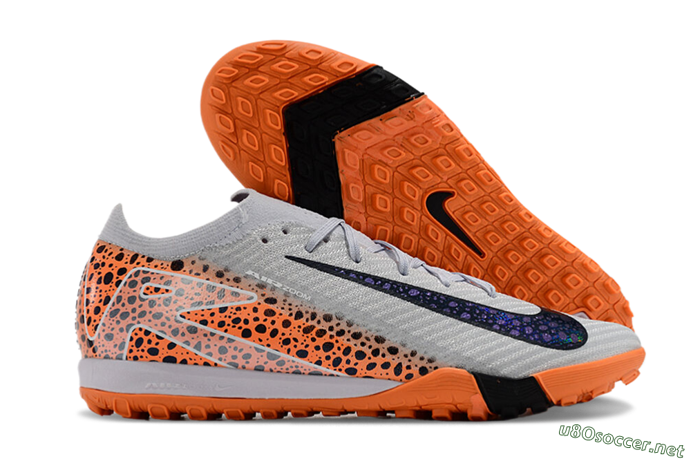 Men's Nike Air Zoom Mercurial Vapor 15 Elite TF Football Shoes - Grey/Orange/Black 2