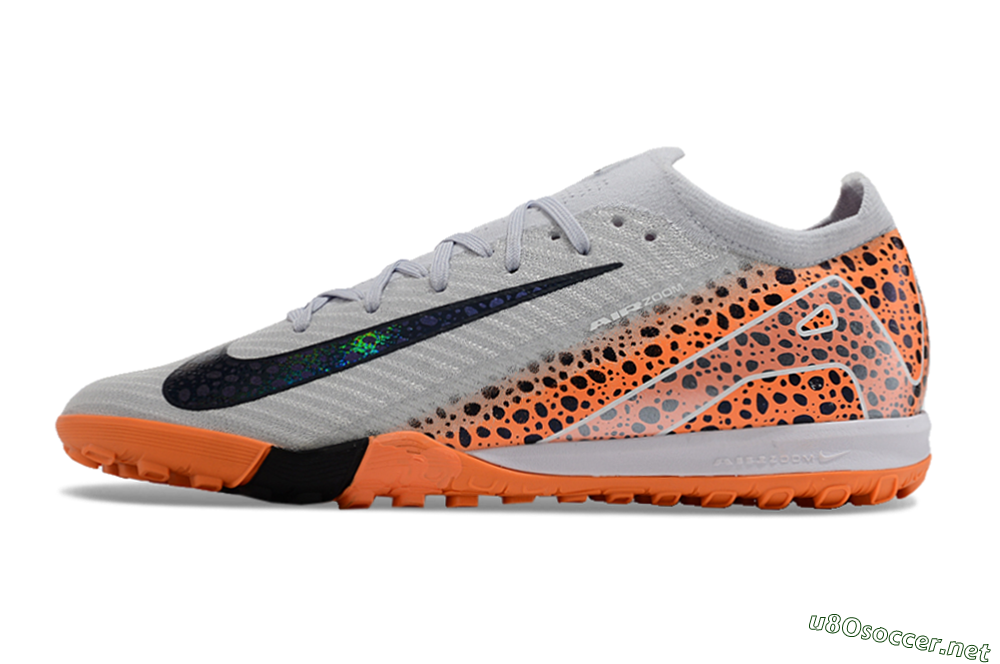 Men's Nike Air Zoom Mercurial Vapor 15 Elite TF Football Shoes - Grey/Orange/Black 0