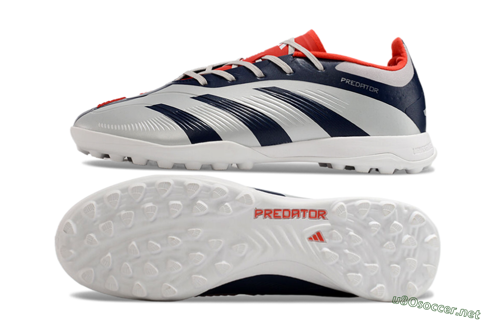 Unisex Adidas Predator 24 Elite TF Football Shoes - Silver/Blue/Red 1