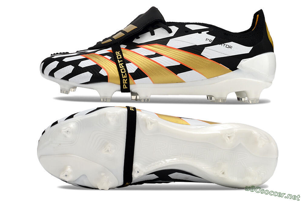 Men's Adidas Predator Elite Foldover Tongue FG Football Boots - Black/White/Gold 1