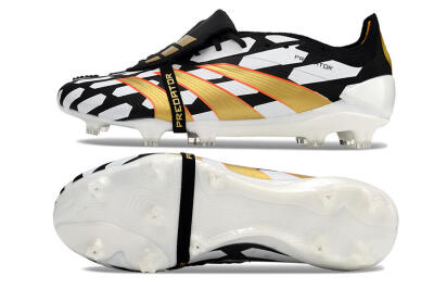 Men's Adidas Predator Elite Foldover Tongue FG Football Boots - Black/White/Gold