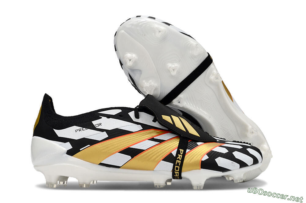 Men's Adidas Predator Elite Foldover Tongue FG Football Boots - Black/White/Gold 2