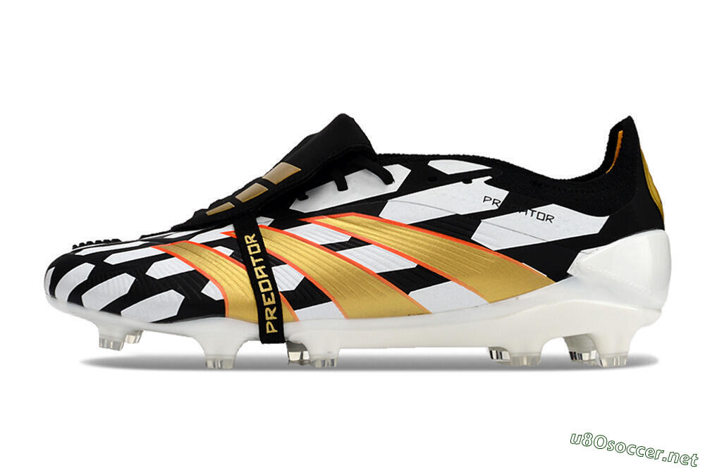 Men's Adidas Predator Elite Foldover Tongue FG Football Boots - Black/White/Gold 0