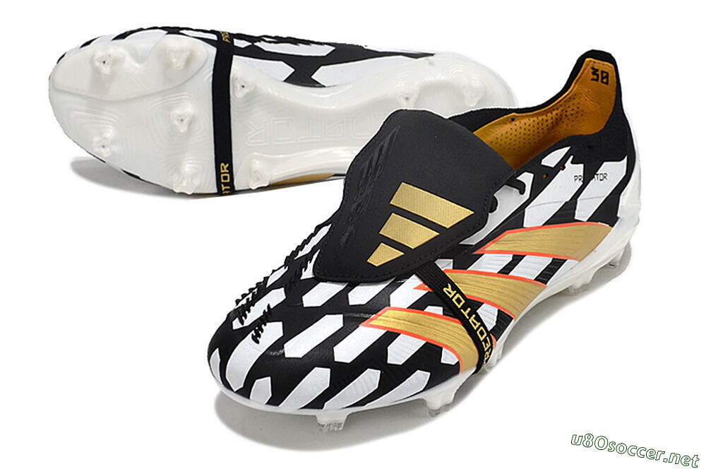 Men's Adidas Predator Elite Foldover Tongue FG Football Boots - Black/White/Gold 3