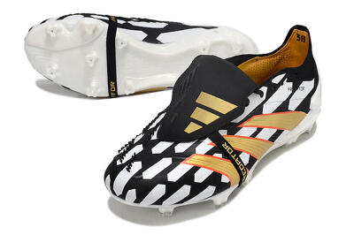 Men's Adidas Predator Elite Foldover Tongue FG Football Boots - Black/White/Gold