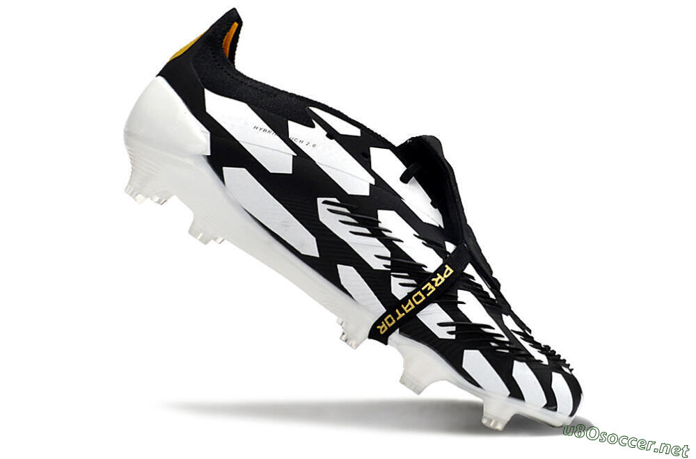Men's Adidas Predator Elite Foldover Tongue FG Football Boots - Black/White/Gold 4