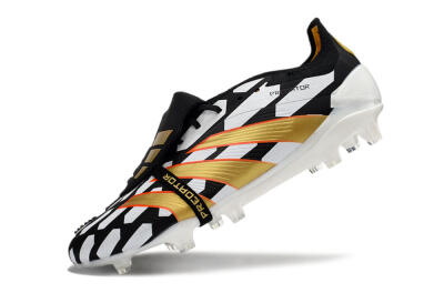 Men's Adidas Predator Elite Foldover Tongue FG Football Boots - Black/White/Gold