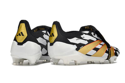 Men's Adidas Predator Elite Foldover Tongue FG Football Boots - Black/White/Gold
