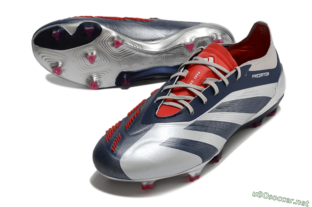 Men's Adidas Predator Accuracy Elite FG Football Boots - Silver/Blue/Red 3