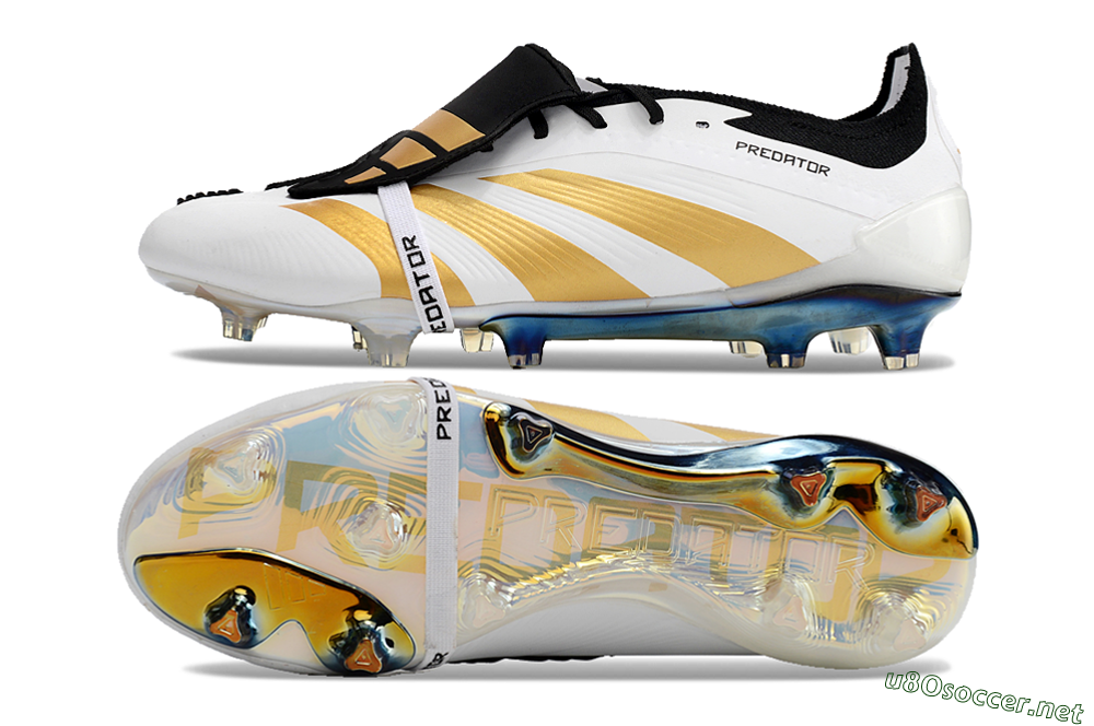 Men's Adidas Predator Elite Foldover Tongue FG Football Boots - White/Gold/Black 1