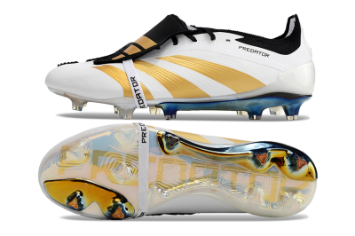 Men's Adidas Predator Elite Foldover Tongue FG Football Boots - White/Gold/Black
