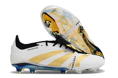 Men's Adidas Predator Elite Foldover Tongue FG Football Boots - White/Gold/Black
