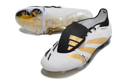 Men's Adidas Predator Elite Foldover Tongue FG Football Boots - White/Gold/Black