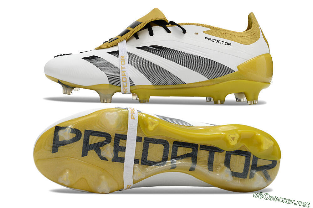 Men's Adidas Predator Elite Foldover Tongue FG Football Boots - White/Black/Yellow 1