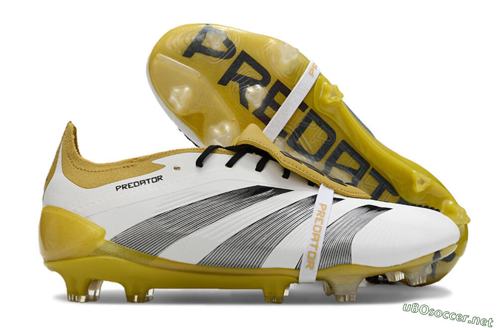 Men's Adidas Predator Elite Foldover Tongue FG Football Boots - White/Black/Yellow 2