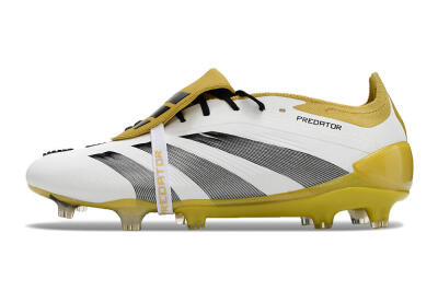 Men's Adidas Predator Elite Foldover Tongue FG Football Boots - White/Black/Yellow