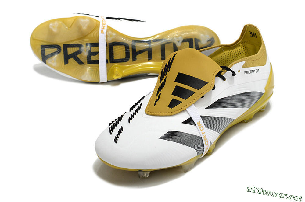 Men's Adidas Predator Elite Foldover Tongue FG Football Boots - White/Black/Yellow 3