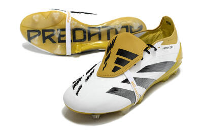 Men's Adidas Predator Elite Foldover Tongue FG Football Boots - White/Black/Yellow
