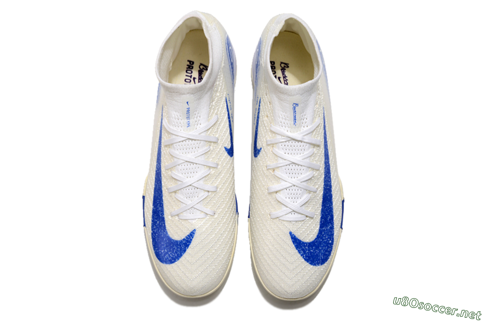 Unisex Nike Air Zoom Mercurial Superfly 10 Elite TF Football Shoes - Beige/Blue 4