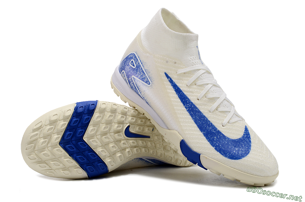 Unisex Nike Air Zoom Mercurial Superfly 10 Elite TF Football Shoes - Beige/Blue 3