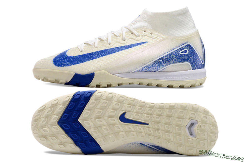Unisex Nike Air Zoom Mercurial Superfly 10 Elite TF Football Shoes - Beige/Blue 1