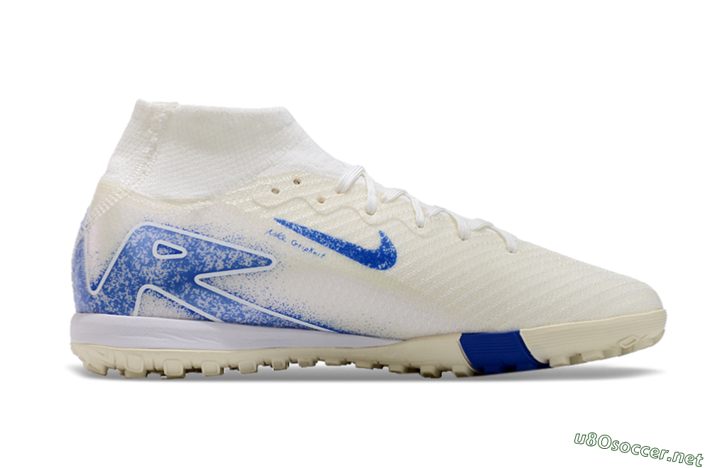 Unisex Nike Air Zoom Mercurial Superfly 10 Elite TF Football Shoes - Beige/Blue 7