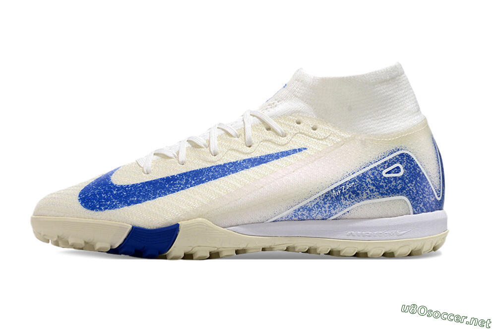 Unisex Nike Air Zoom Mercurial Superfly 10 Elite TF Football Shoes - Beige/Blue 0
